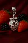 925 Sterling Silver Strawberry Pendant – Cute Fruit-Inspired Charm