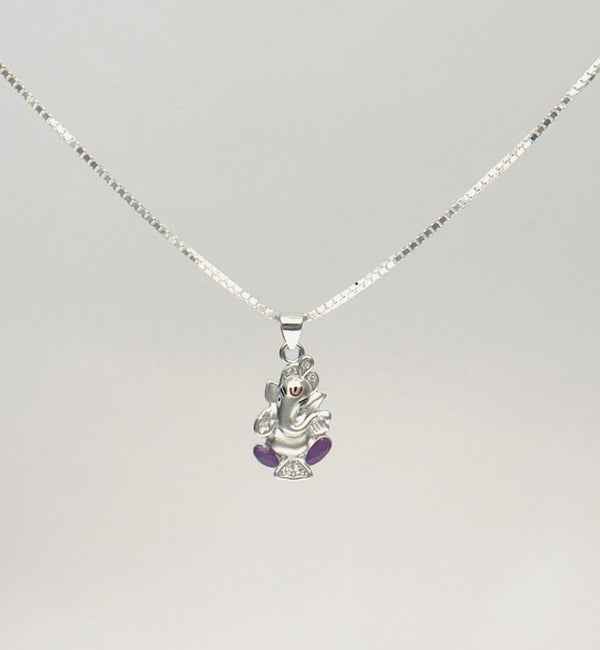 Divine Ganesh Ji Pendant with Silver Chain