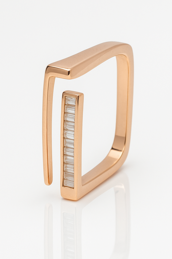 Sleek Square Baguette Bar Ring