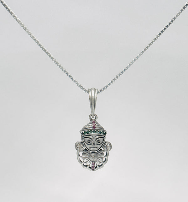 Lord Jagannath Pendant with Silver Chain – 925 Sterling Silver