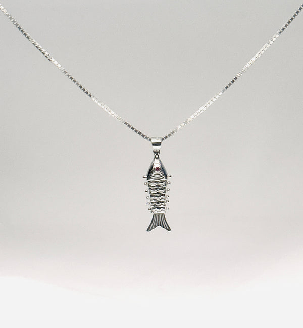 Silver Fishbone Men’s Pendant with Chain – Bold Statement Design