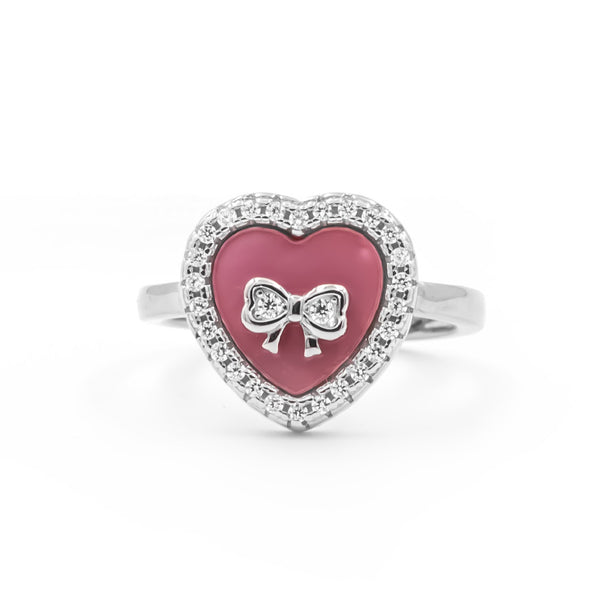 Pink Heart Bow Ring