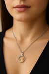 Moonlit Maple Charm Necklace with Champagne Gold flower accent