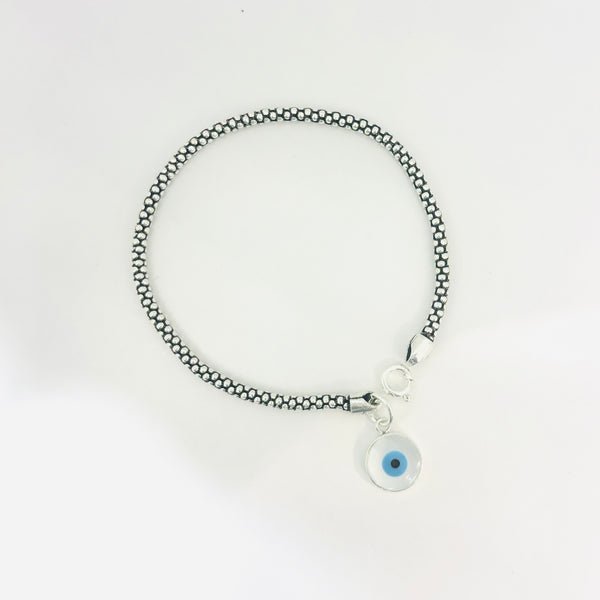 Oxidised Silver Evil Eye Charm Bracelet