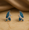 Silver Blue Enamel Flying Bird Stud