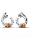 Dual-Tone Textured Hoop Earrings with Zirconia