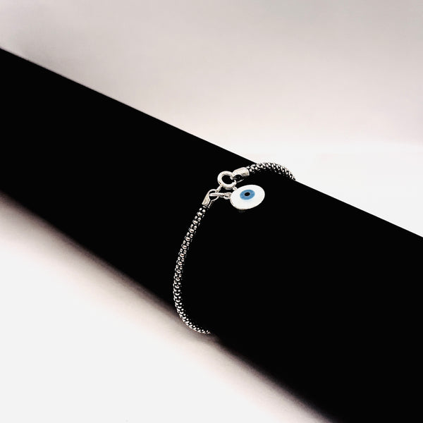 Oxidised Silver Evil Eye Charm Bracelet