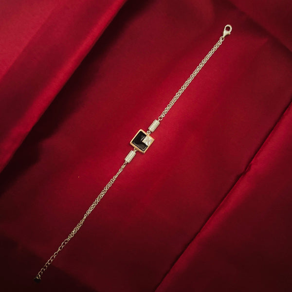Silver Dual-Tone Square Charm Bracelet – Modern Elegance