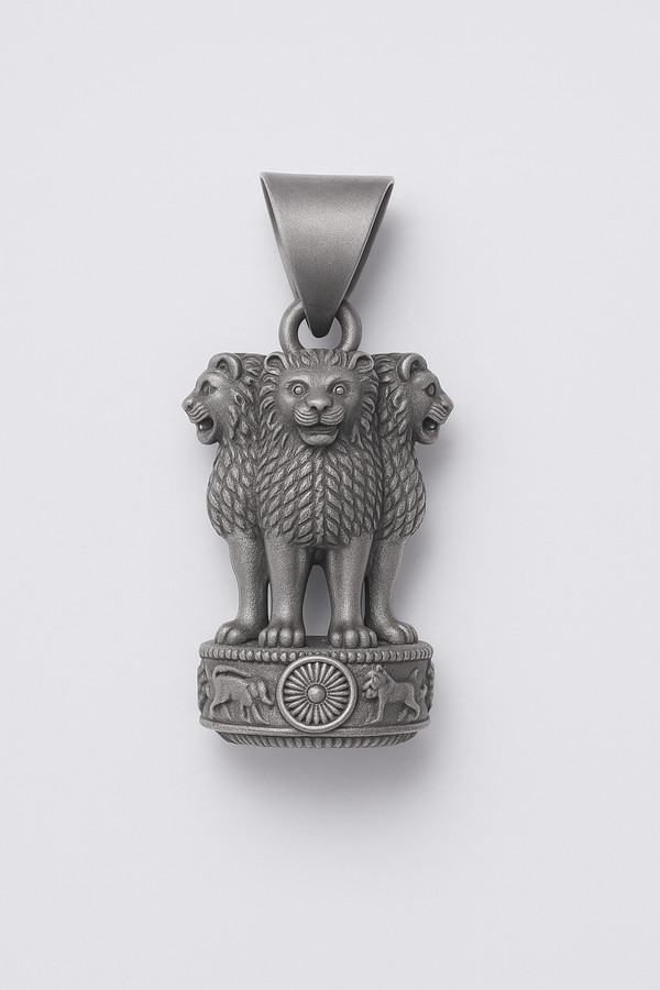 Ashoka Pillar Pendant with Box Chain – 925 Sterling Silver