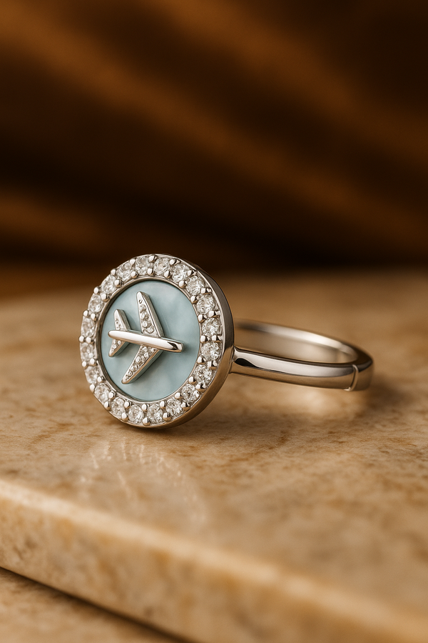 Sky Charm MOP Aeroplane Ring