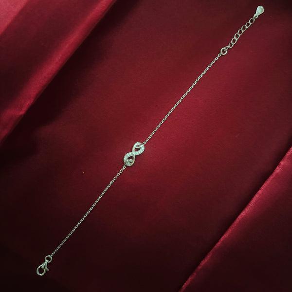Silver Infinity Symbol Bracelet with Zircon Accents