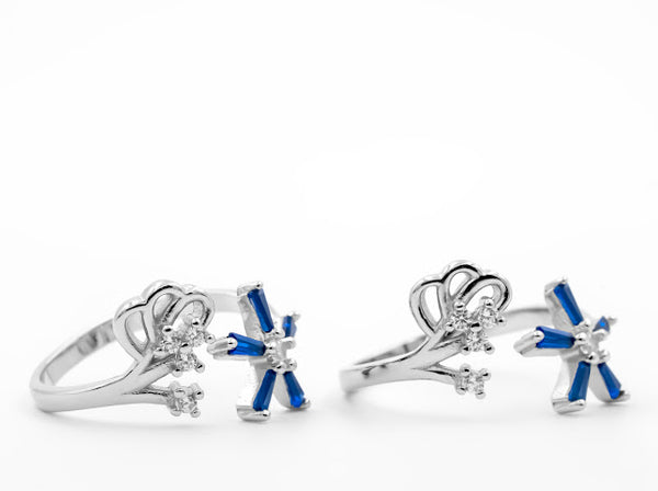 Silver Blue Floral Toe Rings – Sparkling Grace