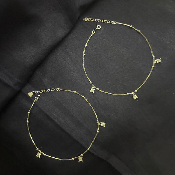 Stylish Zircon Charm Anklet in 925 Sterling Silver