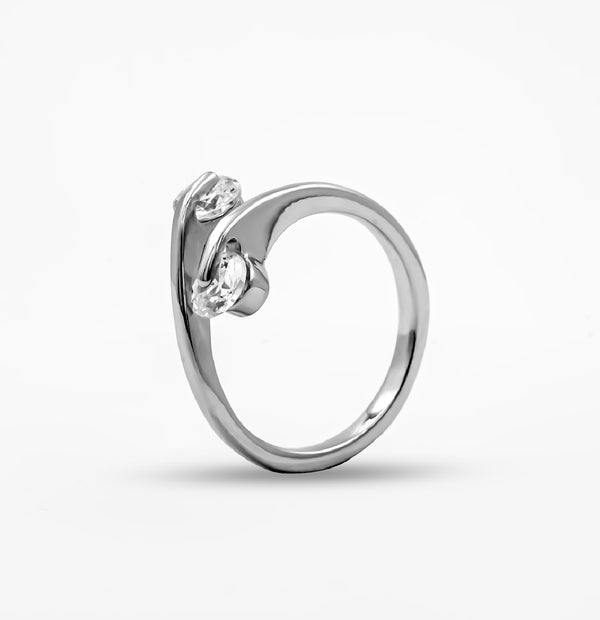 Two Dancing Stone Silver Ring