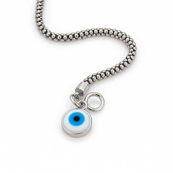 Oxidised Silver Evil Eye Charm Bracelet