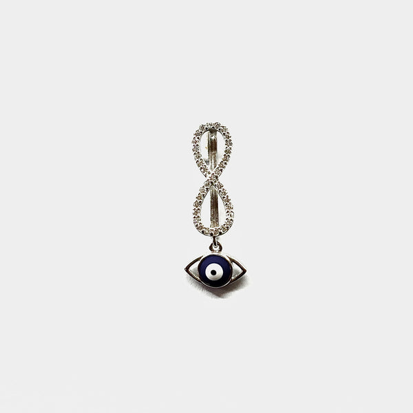 925 Sterling Silver Infinity Evil Eye Watch Charm with Zircon Accents