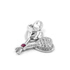 925 Sterling Silver Double Heart Pendant with CZ & Pink Stone Accent