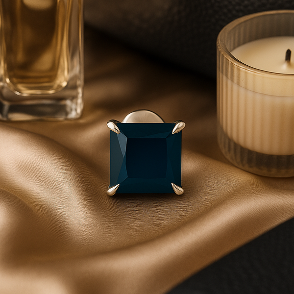 925 Silver Black Square Stud for Men