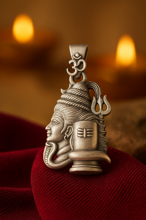 Matte Oxidised Silver Shiva Pendant – Power & Divinity