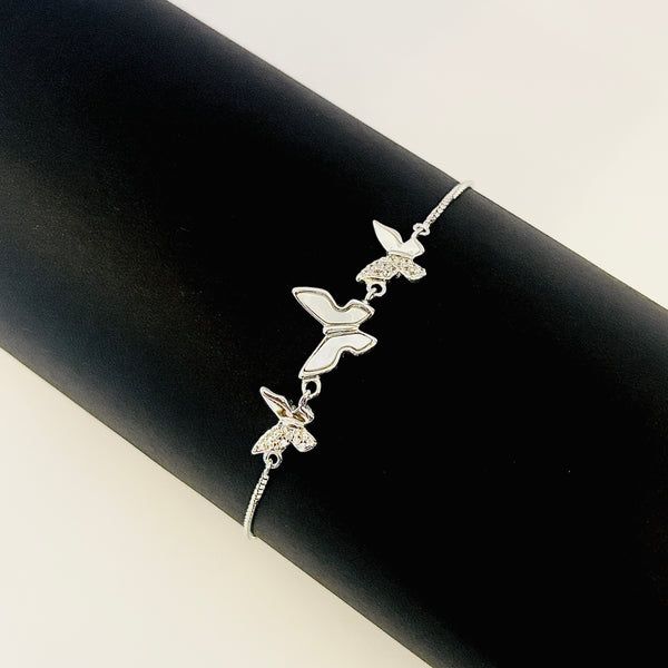 Butterfly Trio Bracelet with Mother-of-Pearl & Zirconia