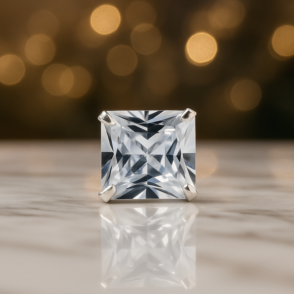 925 Silver White Square Stud for Men