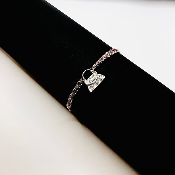 Dual-Tone Rose Gold & Silver Bag Charm Bracelet