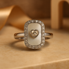 Silver Rectangle Heart Ring
