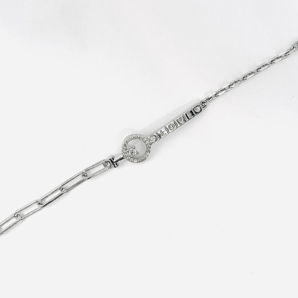 Silver LOVE Charm Adjustable Bracelet with Key Design