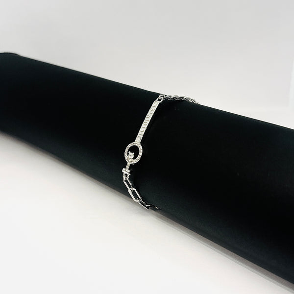 Silver LOVE Charm Adjustable Bracelet with Key Design