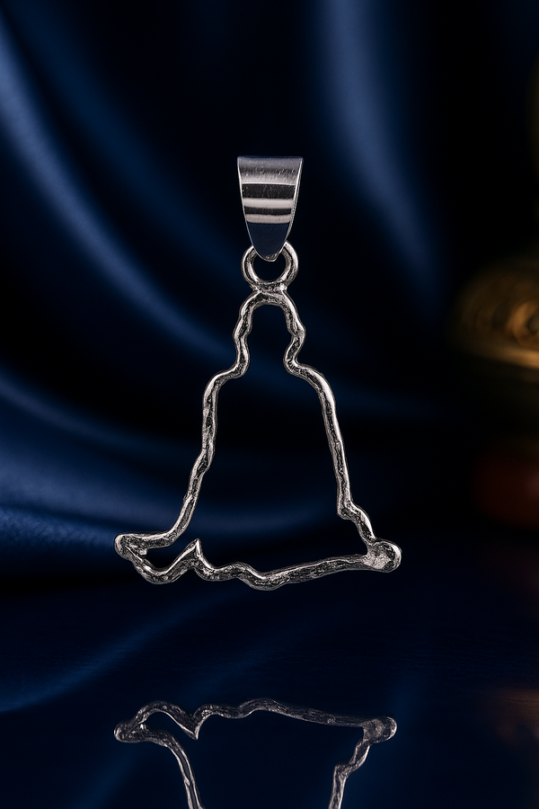 925 Sterling Silver Swami Samarth Pendant, Matte Oxidized Finish