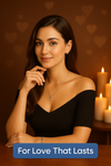 Elegant young woman in romantic candlelit setting, styled with Pahel silver heart pendant and earrings – silver jewellery symbolizing timeless love.