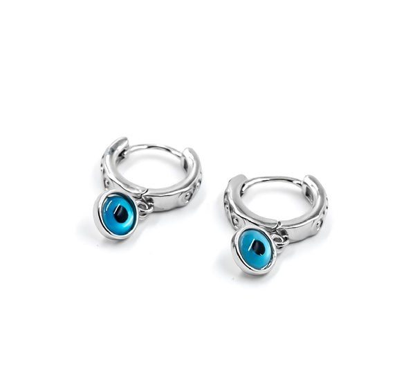 925 Silver Evil Eye Dangle Studs for Men