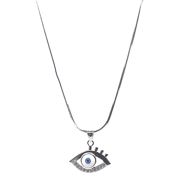 Mystic Gaze Necklace – 925 Sterling Silver Evil Eye with CZ Halo