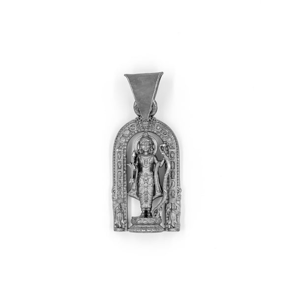 925 Sterling Silver Ayodhya Lord Rama Pendant, Matte Oxidized Finish