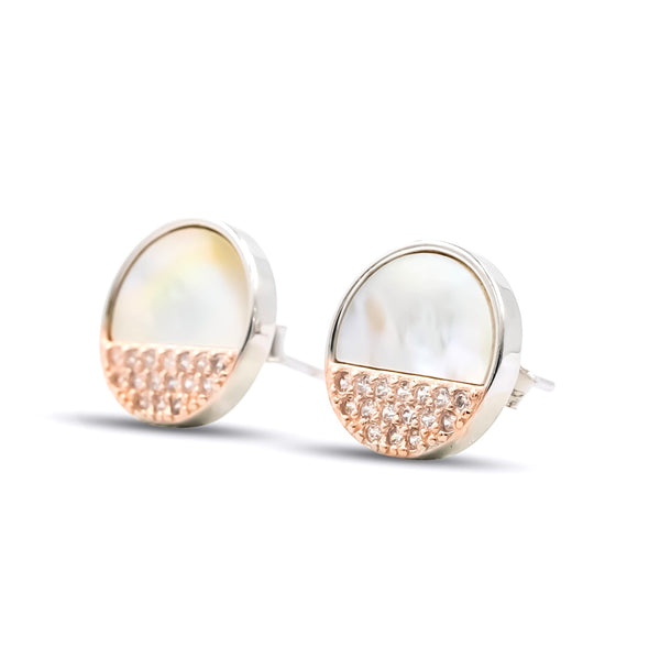 Mother of Pearl & Zirconia Round Stud