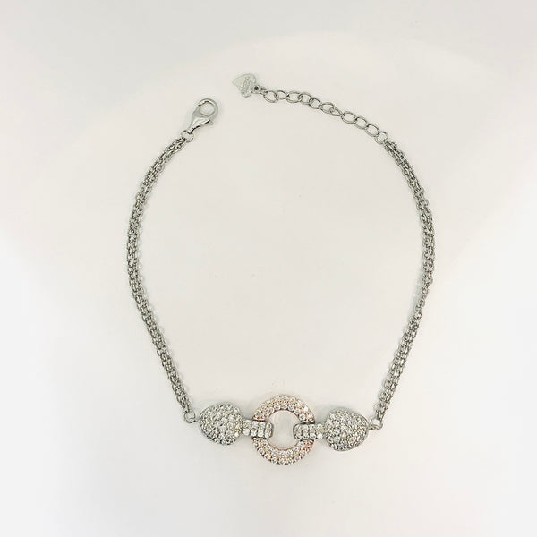 Dual-Tone Rose Gold & Silver Circle Link Bracelet