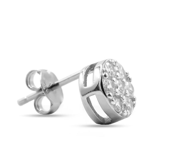 925 Silver Round 7-Stone Cluster Stud for Men
