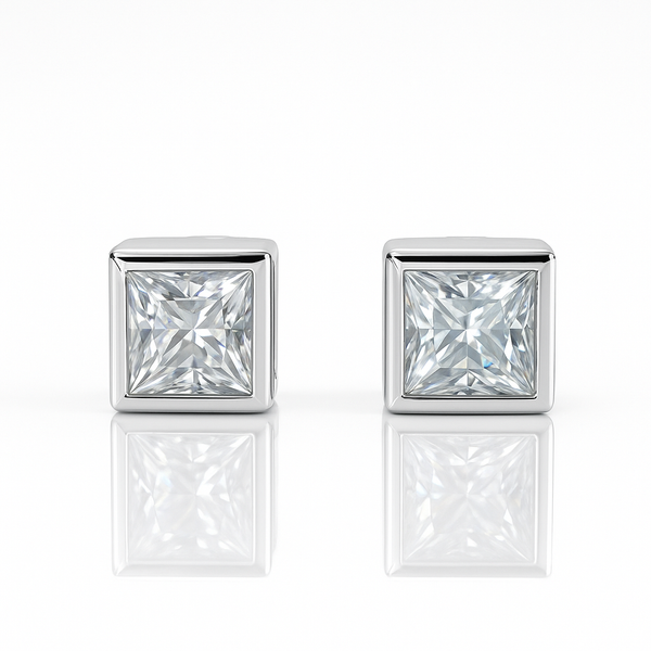 Princess Cut Zircon Stud