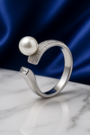 Radiant Pearl & Diamond Duo Ring