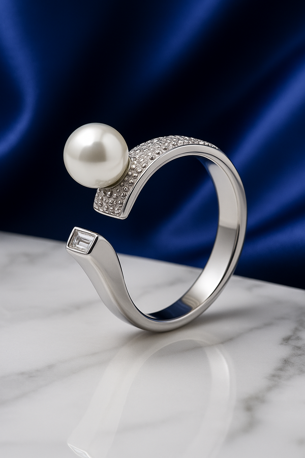 Radiant Pearl & Diamond Duo Ring
