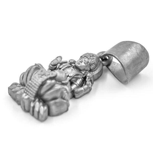 925 Sterling Silver Goddess Lakshmi Pendant, Matte Oxidized Finish