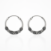 Oxidised Silver Tribal Hoop Earring