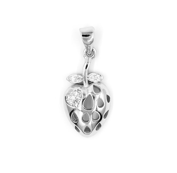 925 Sterling Silver Strawberry Pendant – Cute Fruit-Inspired Charm