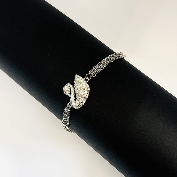 Silver Swan Bracelet with Sparkling Zirconia