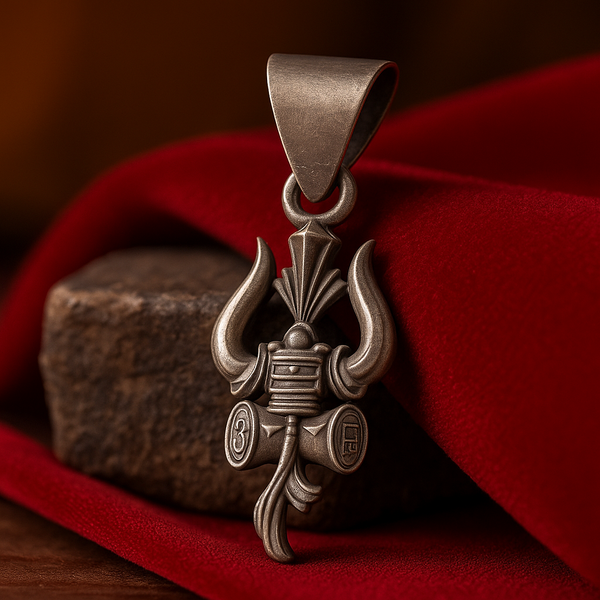 Imported Matte Oxidised Silver Shankh Chakra Pendant – Divine Power