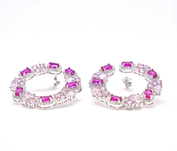 Ruby Pink Zirconia Circle Earring