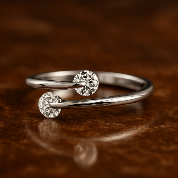 Two Dancing Stone Silver Ring