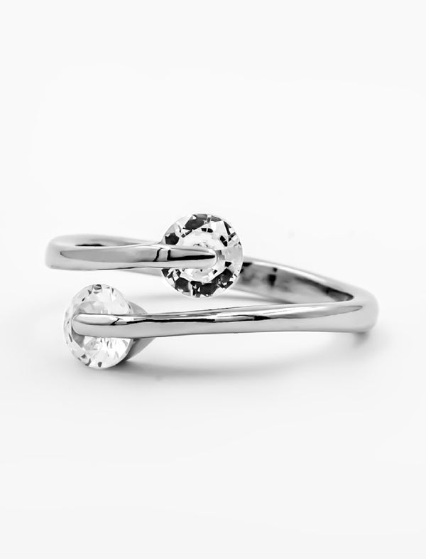 Two Dancing Stone Silver Ring
