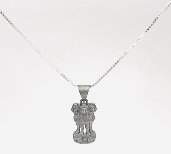 Ashoka Pillar Pendant with Box Chain – 925 Sterling Silver