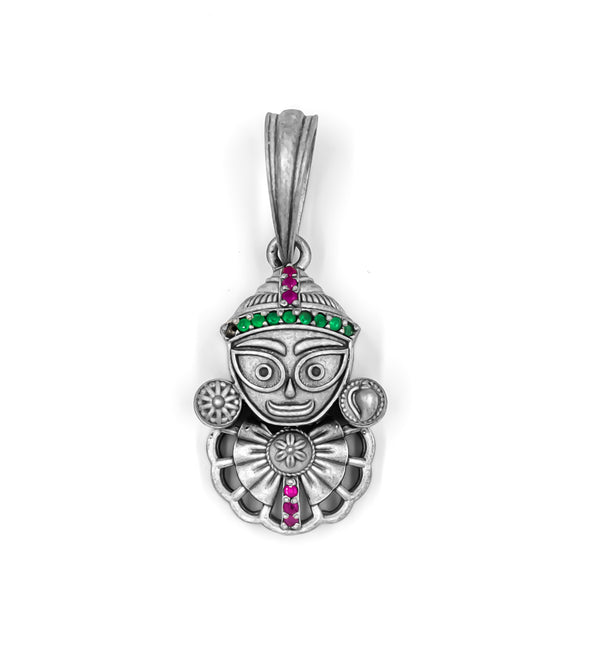 Lord Jagannath Pendant with Silver Chain – 925 Sterling Silver